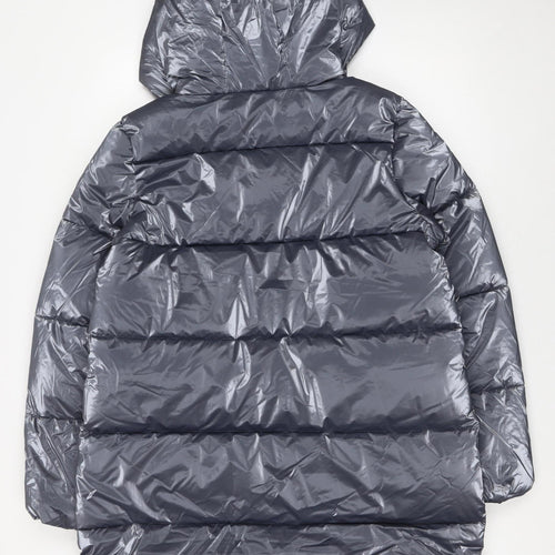 Marks and Spencer Girls Grey Long Hooded Puffer Coat Age 12-13 Years