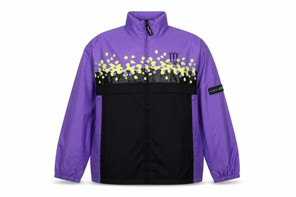 Front view of George ASDA Men's Purple & Black Windbreaker Jacket, size S, Manchester 2002