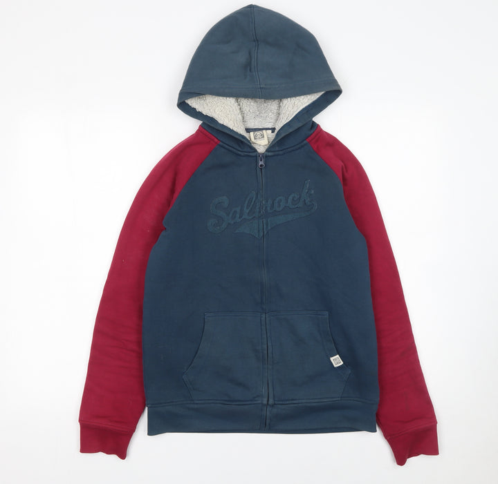 Saltrock Boys Blue & Red Fleece Lined Full Zip Hoodie 11-12 Years