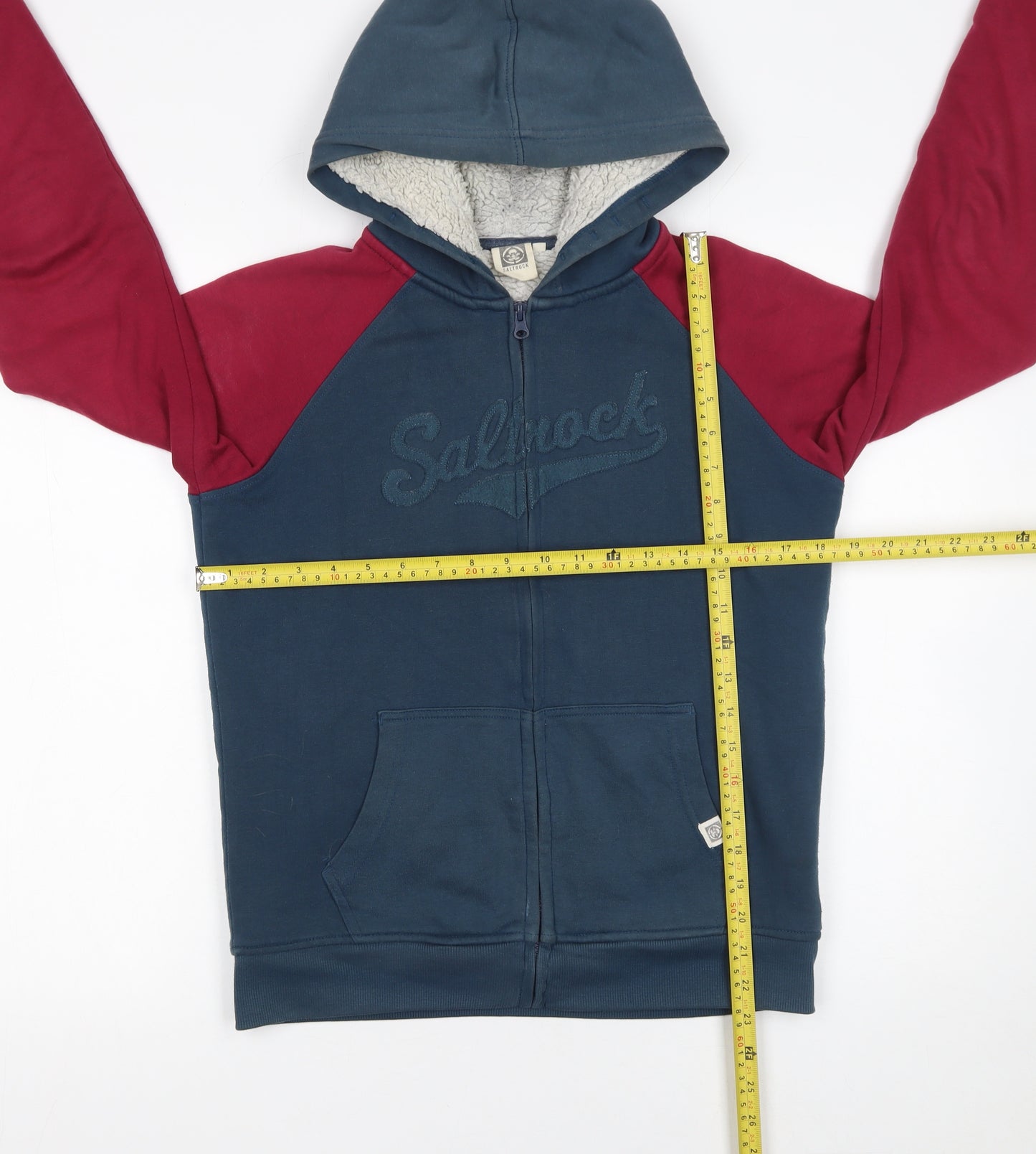 Saltrock Boys Blue & Red Fleece Lined Full Zip Hoodie 11-12 Years