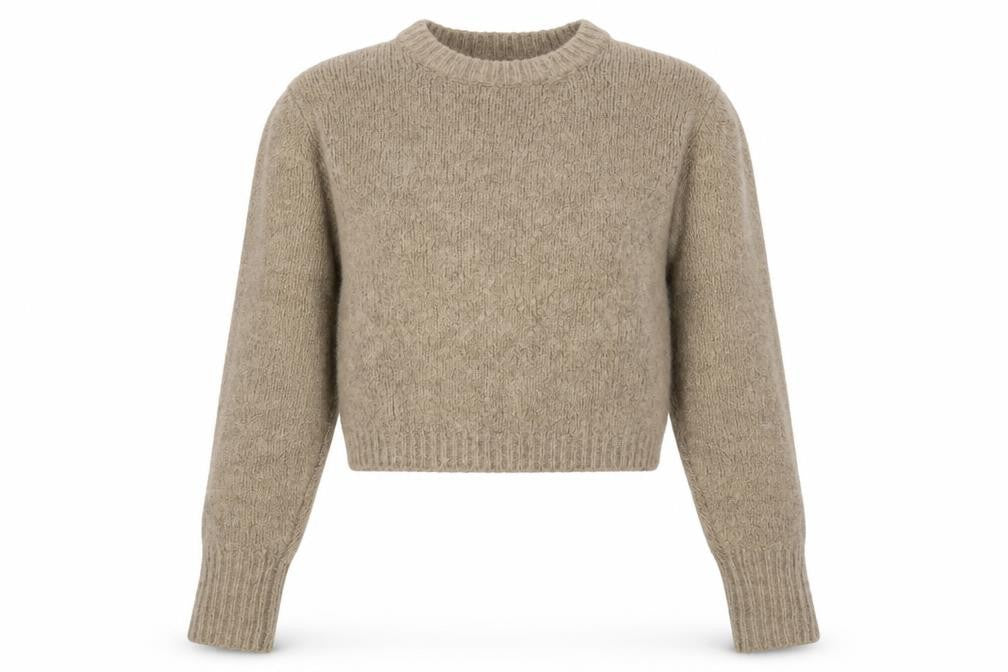 Zara Women Beige Crew Neck Alpaca Wool Blend Jumper Size S