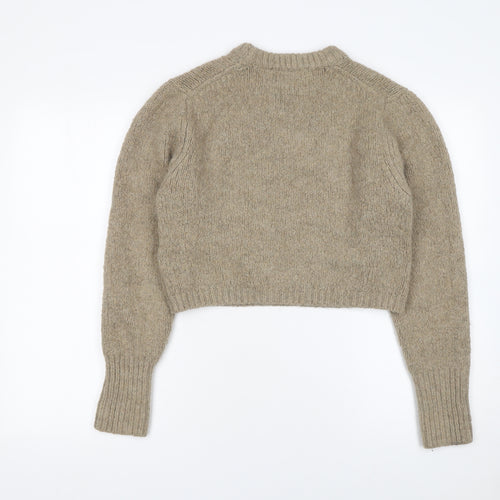 Zara Women Beige Crew Neck Alpaca Wool Blend Jumper Size S