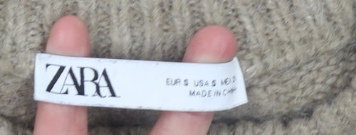 Zara Women Beige Crew Neck Alpaca Wool Blend Jumper Size S