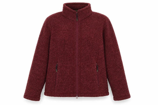 Front view of Maui women’s red full zip fleece jacket, size UK 10