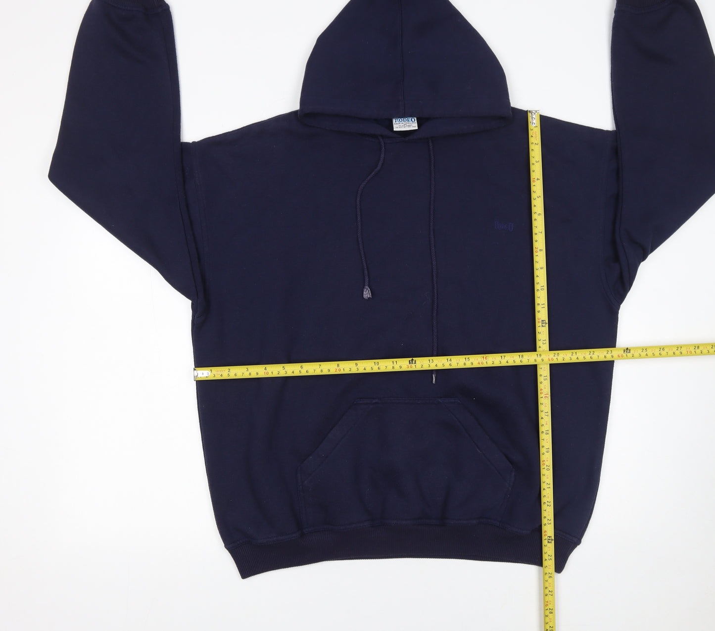Rodeo Men’s Blue Pullover Hoodie Size M Regular Fit Fleece