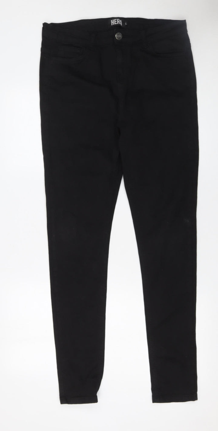 HERA Mens Black Skinny Jeans 34L Cotton Blend Stretch Denim