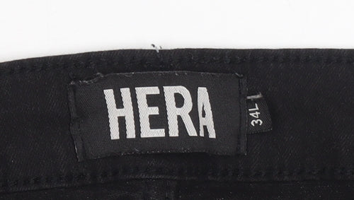 HERA Mens Black Skinny Jeans 34L Cotton Blend Stretch Denim