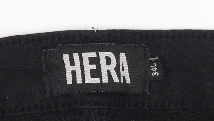 HERA Mens Black Skinny Jeans 34L Cotton Blend Stretch Denim