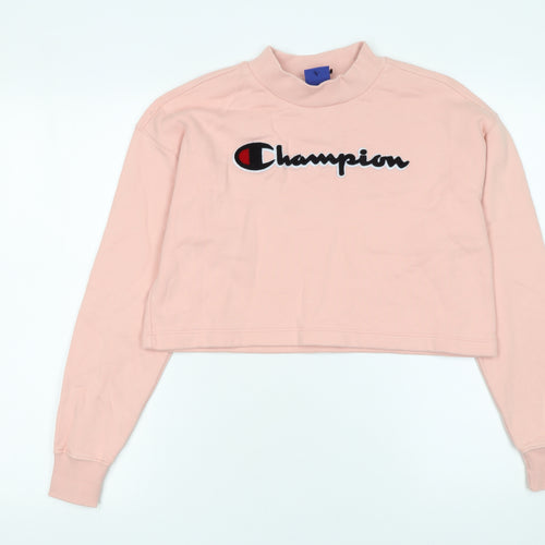 Champion Women's Pink Cropped Pullover Sweatshirt Small