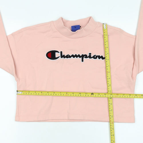 Champion Women's Pink Cropped Pullover Sweatshirt Small