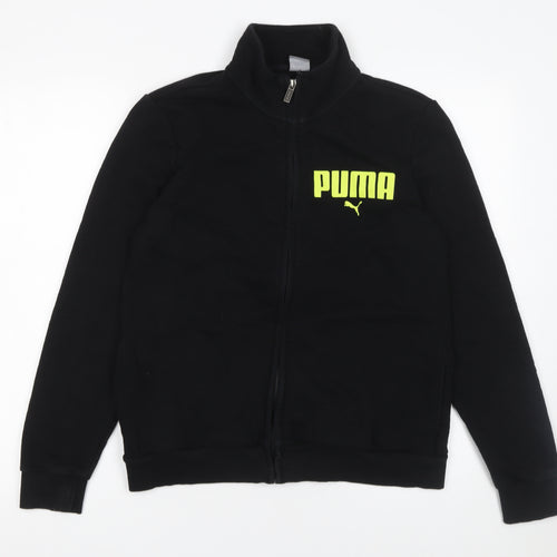 Puma Womens Black Full Zip Hoodie Sweatshirt Size L Logo Design