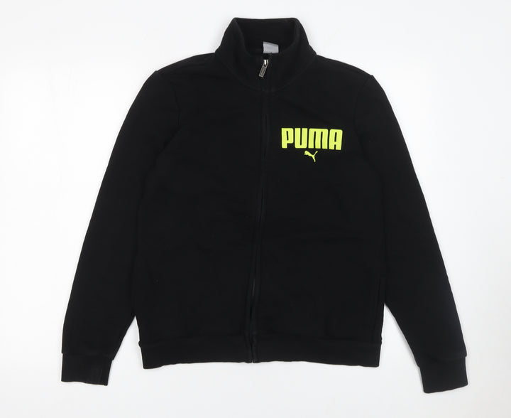 Puma Womens Black Full Zip Hoodie Sweatshirt Size L Logo Design
