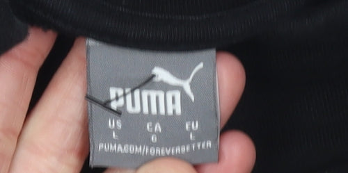 Puma Womens Black Full Zip Hoodie Sweatshirt Size L Logo Design