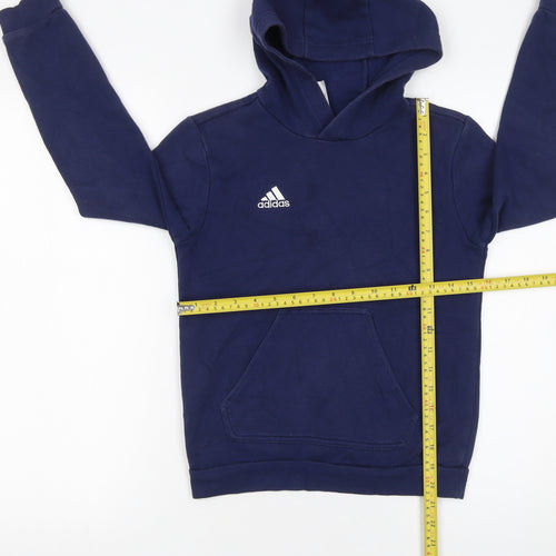 Adidas Boys Blue Pullover Hoodie 9-10 Years Regular Fit Fleece Sweatshirt