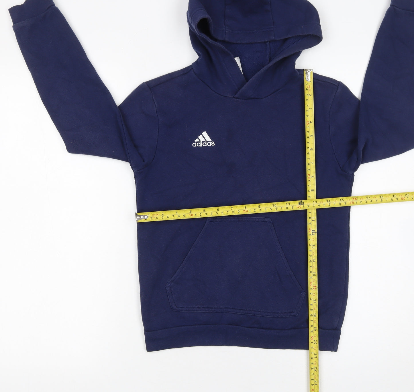 Adidas Boys Blue Pullover Hoodie 9-10 Years Regular Fit Fleece Sweatshirt