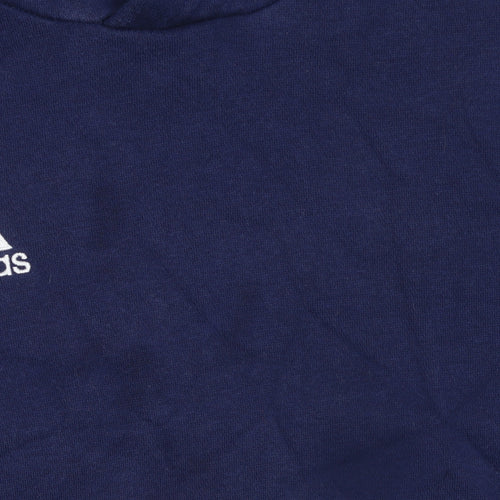 Adidas Boys Blue Pullover Hoodie 9-10 Years Regular Fit Fleece Sweatshirt