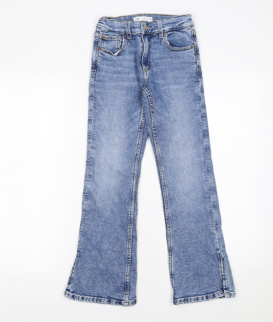 Zara Girls Blue Flared Jeans Size 10 Years Cotton Stretch Denim