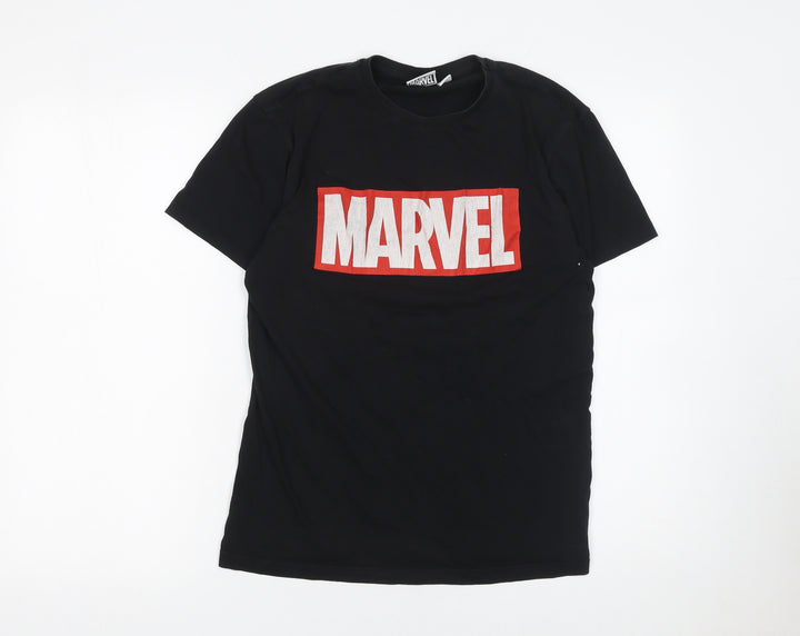 Marvel Men’s Black Avengers Logo Graphic T-Shirt M Regular Fit