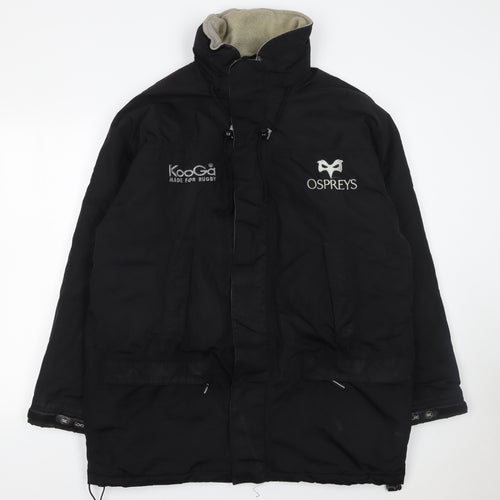 Kooga Men's Black Ospreys Rugby Parka Jacket Size M Hooded Waterproof