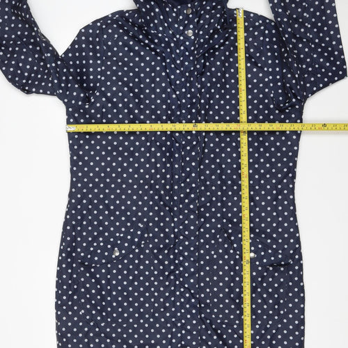 Capsule Women Blue Polka Dot Waterproof Hooded Rain Coat UK 14