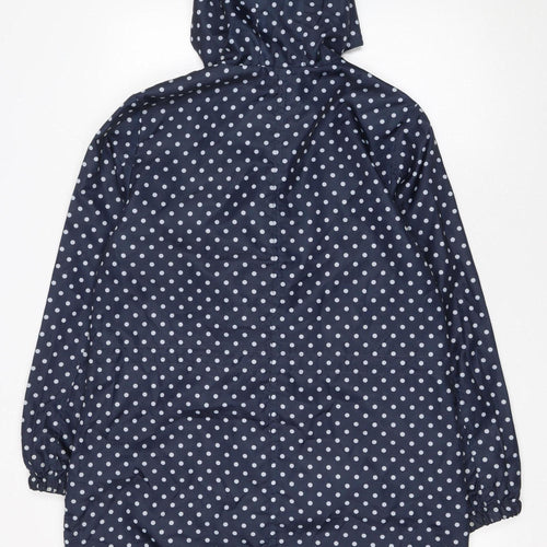 Capsule Women Blue Polka Dot Waterproof Hooded Rain Coat UK 14