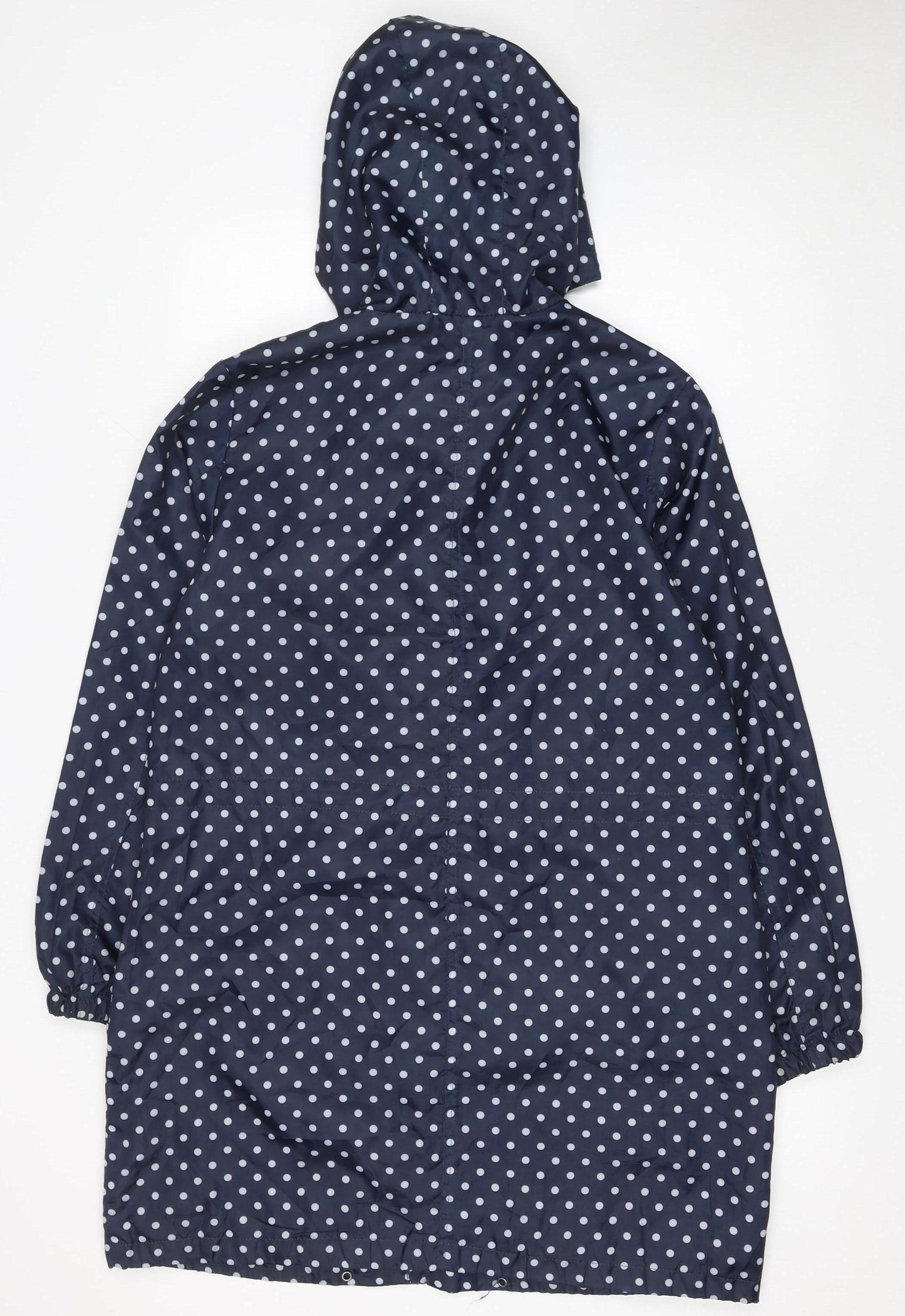 Capsule Women Blue Polka Dot Waterproof Hooded Rain Coat UK 14