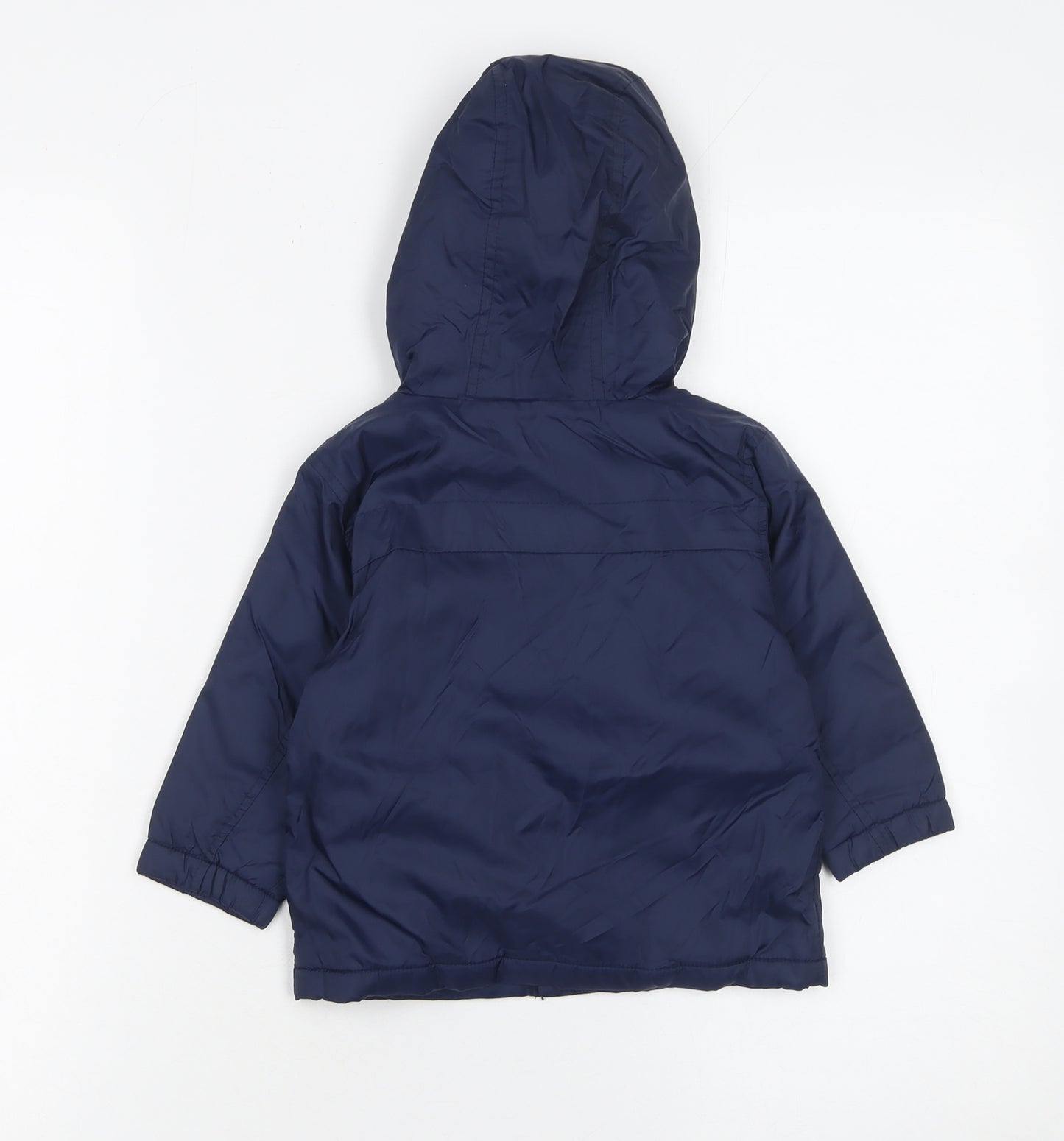 Next Unisex Baby Blue Hooded Nylon Parka Jacket 9-12 Months Lined Buttons