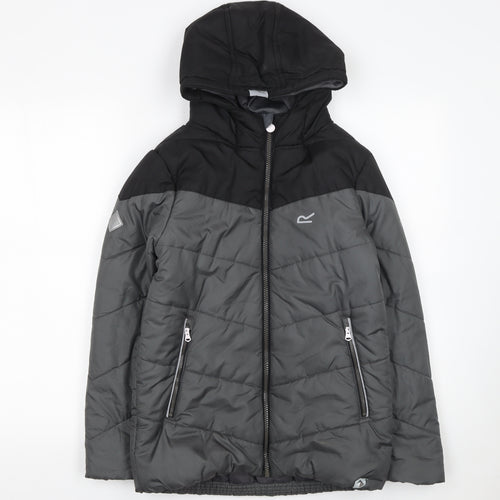 Regatta Boys Grey Hooded Puffer Jacket 13 Years Lined Water Resistant