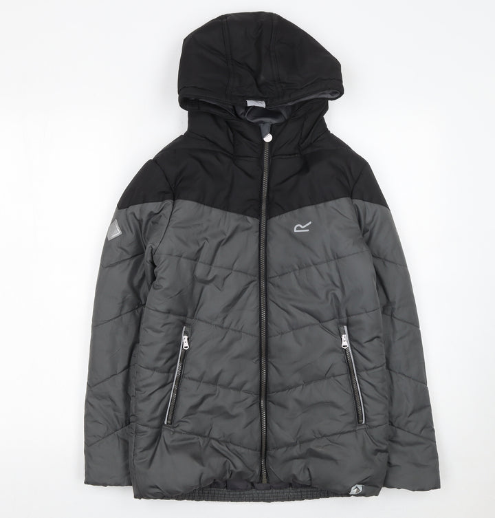 Regatta Boys Grey Hooded Puffer Jacket 13 Years Lined Water Resistant