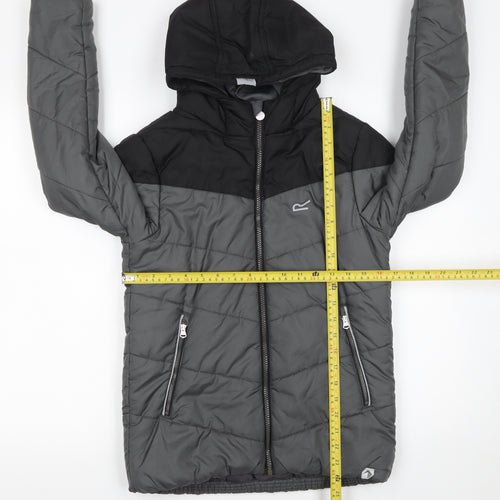 Regatta Boys Grey Hooded Puffer Jacket 13 Years Lined Water Resistant