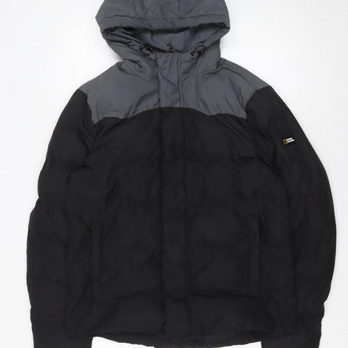 National Geographic Men's Black M Puffer Jacket Hooded Insulated Winter Coat