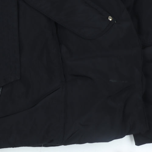 Covered Women Black Belted Puffer Coat Size 10 Winter Hooded Jacket