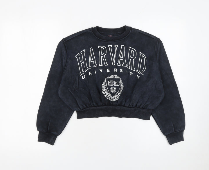 Marks and Spencer Girls Black Harvard Logo Pullover Sweatshirt 9-10 Years