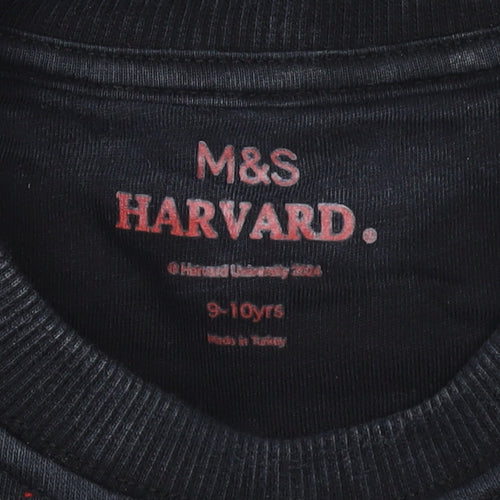 Marks and Spencer Girls Black Harvard Logo Pullover Sweatshirt 9-10 Years