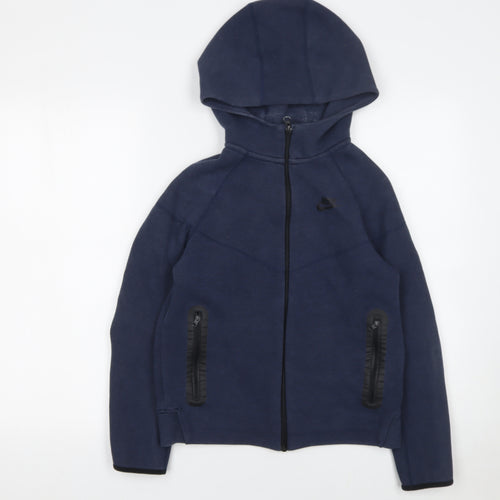 Nike Boys Blue Full Zip Hoodie Large 13-14 Years Cotton Blend Sportswear