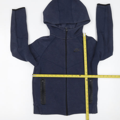 Nike Boys Blue Full Zip Hoodie Large 13-14 Years Cotton Blend Sportswear