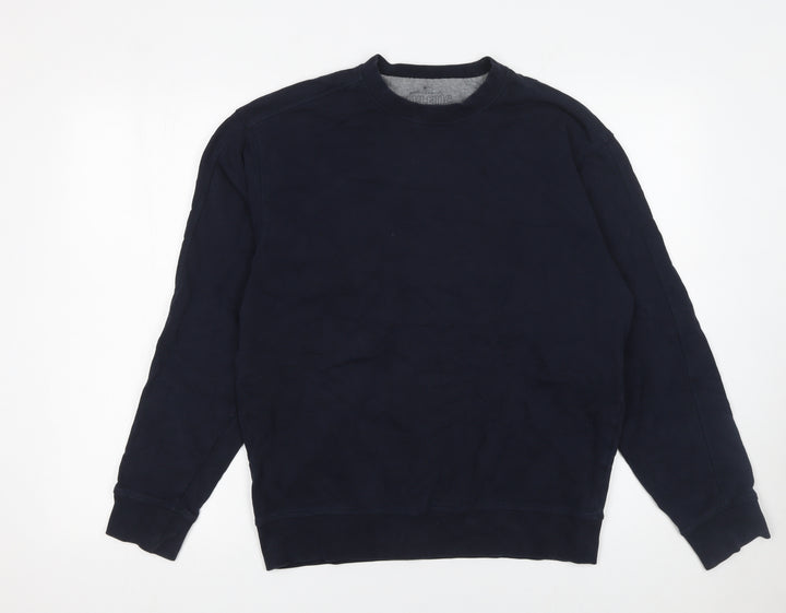 Marks and Spencer Men's Blue Small Crew Neck Cotton Sweatshirt