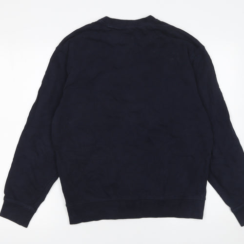 Marks and Spencer Men's Blue Small Crew Neck Cotton Sweatshirt