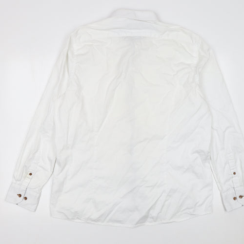 Bugatti Men's White Cotton Button-Down Long Sleeve Shirt XL