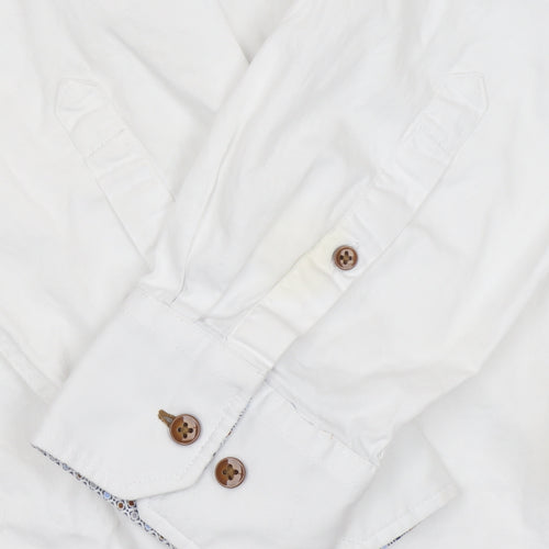Bugatti Men's White Cotton Button-Down Long Sleeve Shirt XL