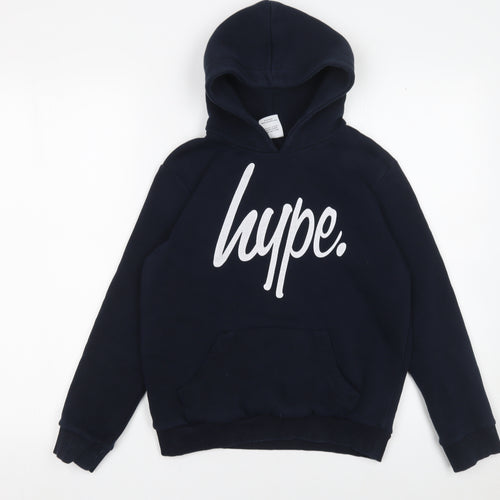 Hype Boys Blue Pullover Hoodie 11-12 Years Cotton Fleece Logo Sweatshirt
