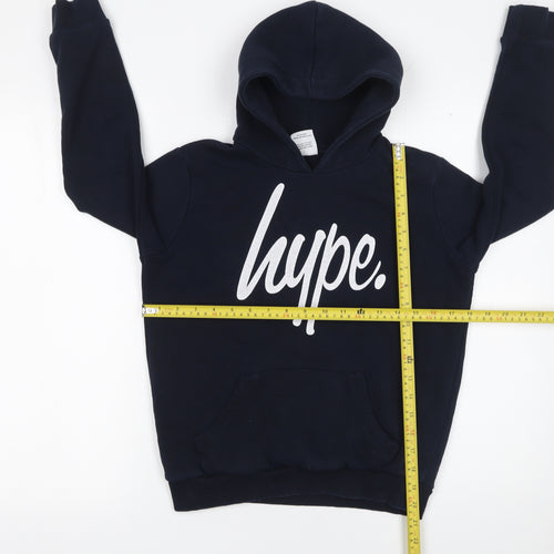 Hype Boys Blue Pullover Hoodie 11-12 Years Cotton Fleece Logo Sweatshirt
