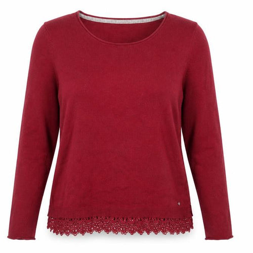 White Stuff Women Red Wool Cashmere Blend Crochet Hem Jumper Size 12