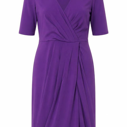 Kaliko Women’s Purple Wrap Knee Length Dress Size 10 Ruched Elegant