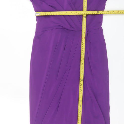 Kaliko Women’s Purple Wrap Knee Length Dress Size 10 Ruched Elegant