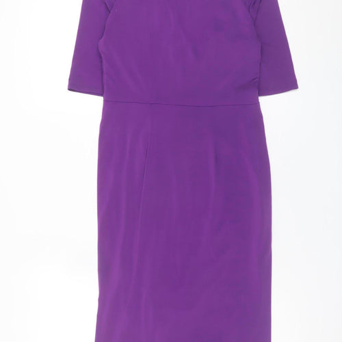 Kaliko Women’s Purple Wrap Knee Length Dress Size 10 Ruched Elegant
