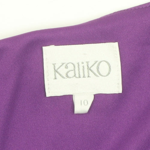 Kaliko Women’s Purple Wrap Knee Length Dress Size 10 Ruched Elegant