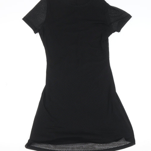PULL&BEAR Womens Black XS Bodycon Mesh Short Sleeve Dress