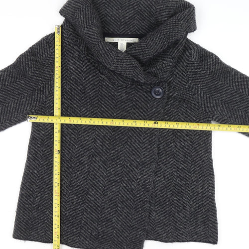 Max Studio Women’s Grey Herringbone Cardigan Small Wool Blend