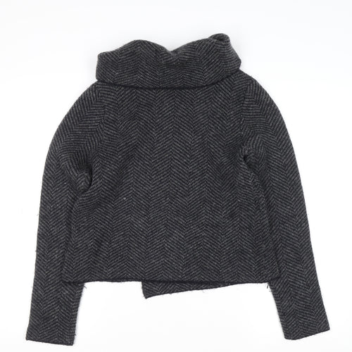 Max Studio Women’s Grey Herringbone Cardigan Small Wool Blend